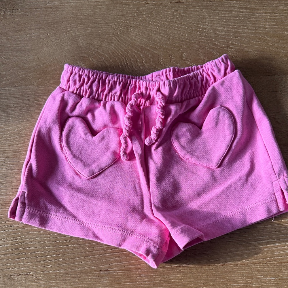Zara Kids Pink Heart Pocket Kids Shorts, Size 4